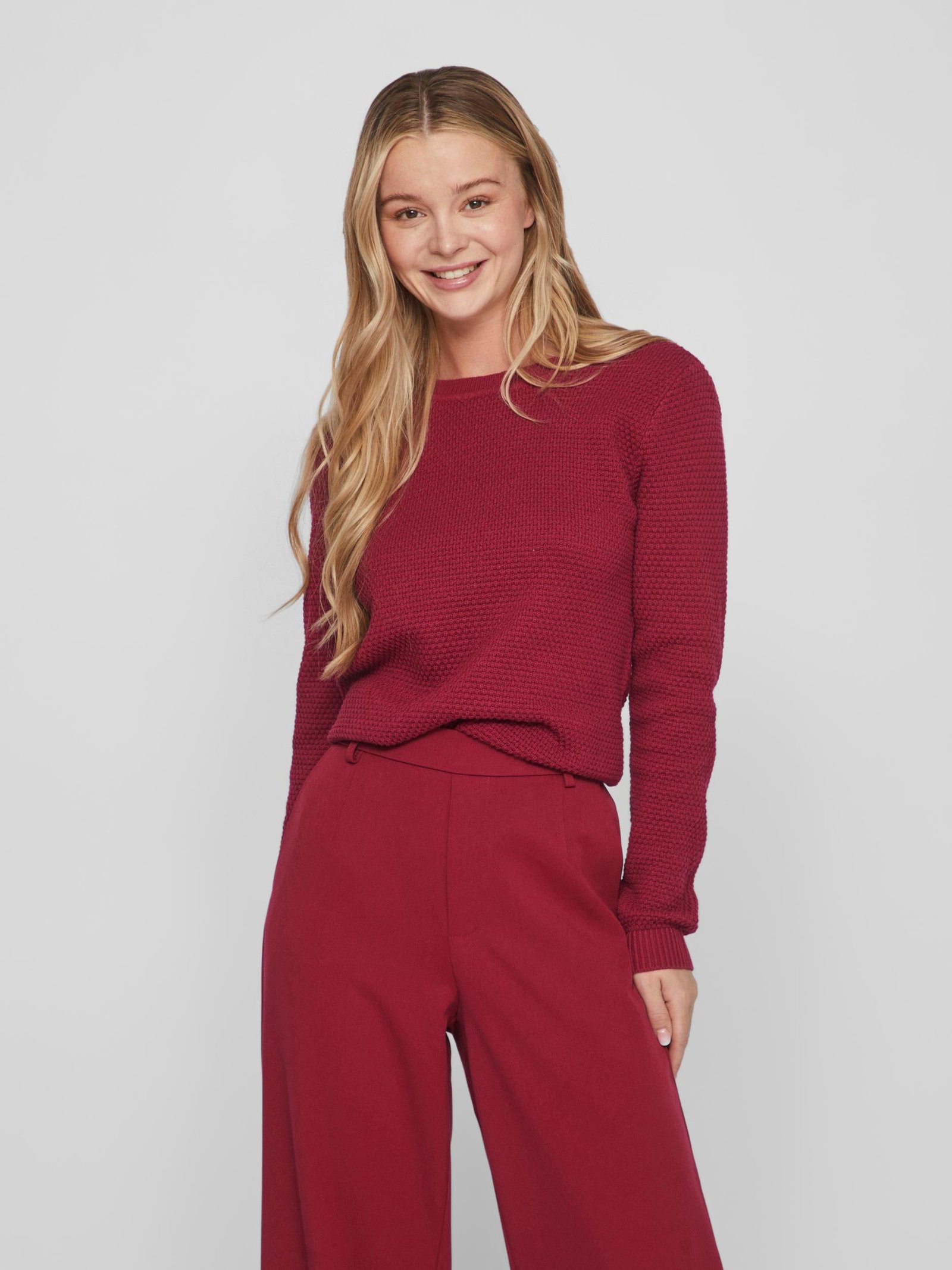 Vila neule, VIDALO O-NECK L/S KNIT TOP Pinkki