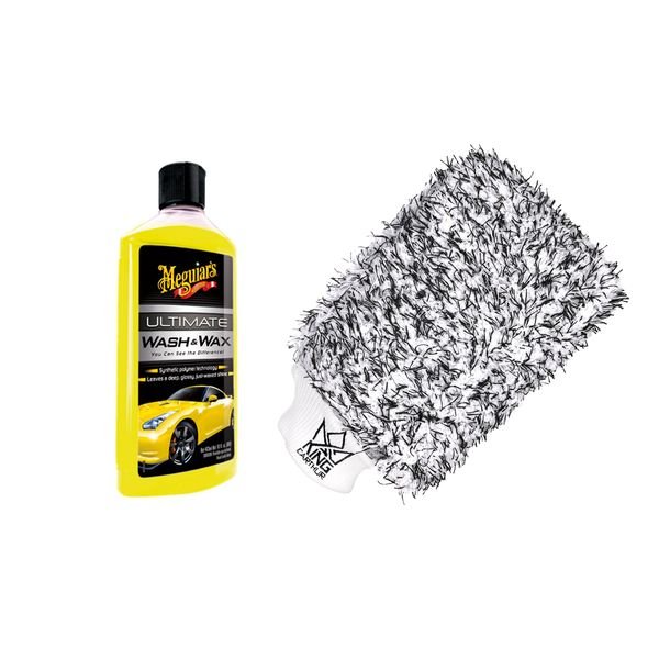 Autoshampoo Meguiars Ultimate Wash & Wax - Vahashampoo, 473 ml + KC Premium Wash Mitt