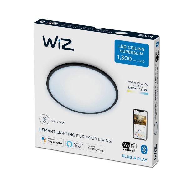Plafondi Wiz SuperSlim 14W, 2700-6500K, Musta