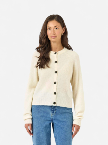 Y.A.S naisten neuletakki YASJOHI Wool Blend Knitted Cardigan, Pristine