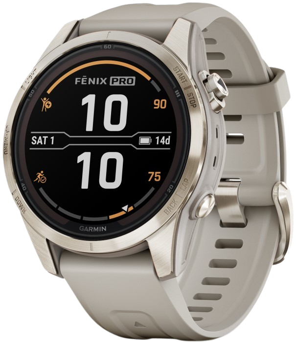 Garmin Fenix 7S Pro Sapphire Solar Soft Gold with Light Sand Band