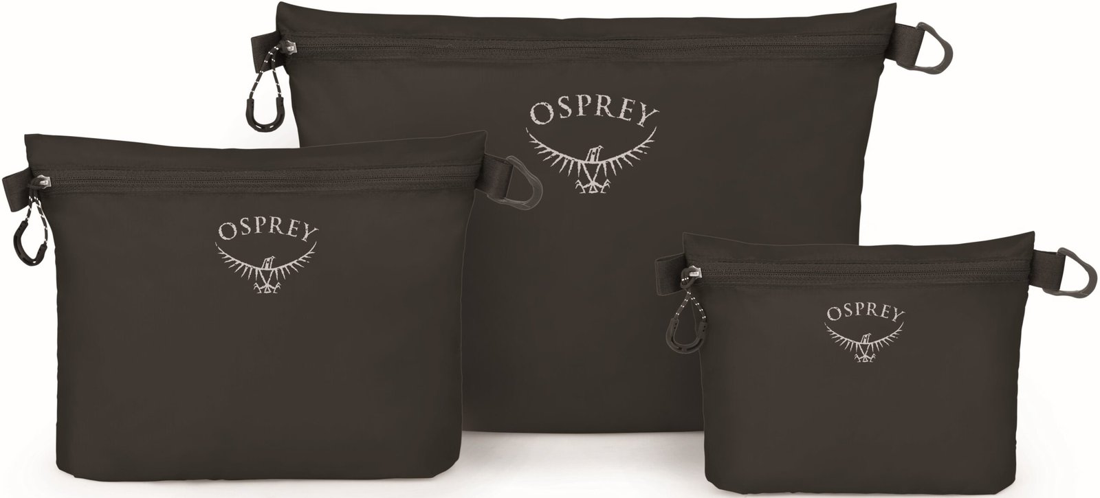 Osprey Zipper Sack Set pakkauspussit, 3 kpl, musta