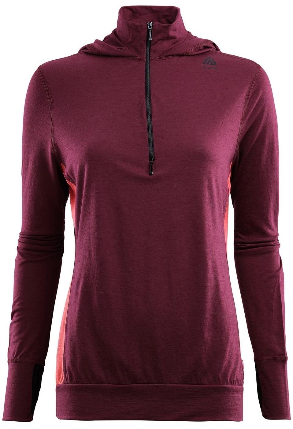 Aclima Lightwool Hoodie naisten merinovillahuppari, viininpunainen