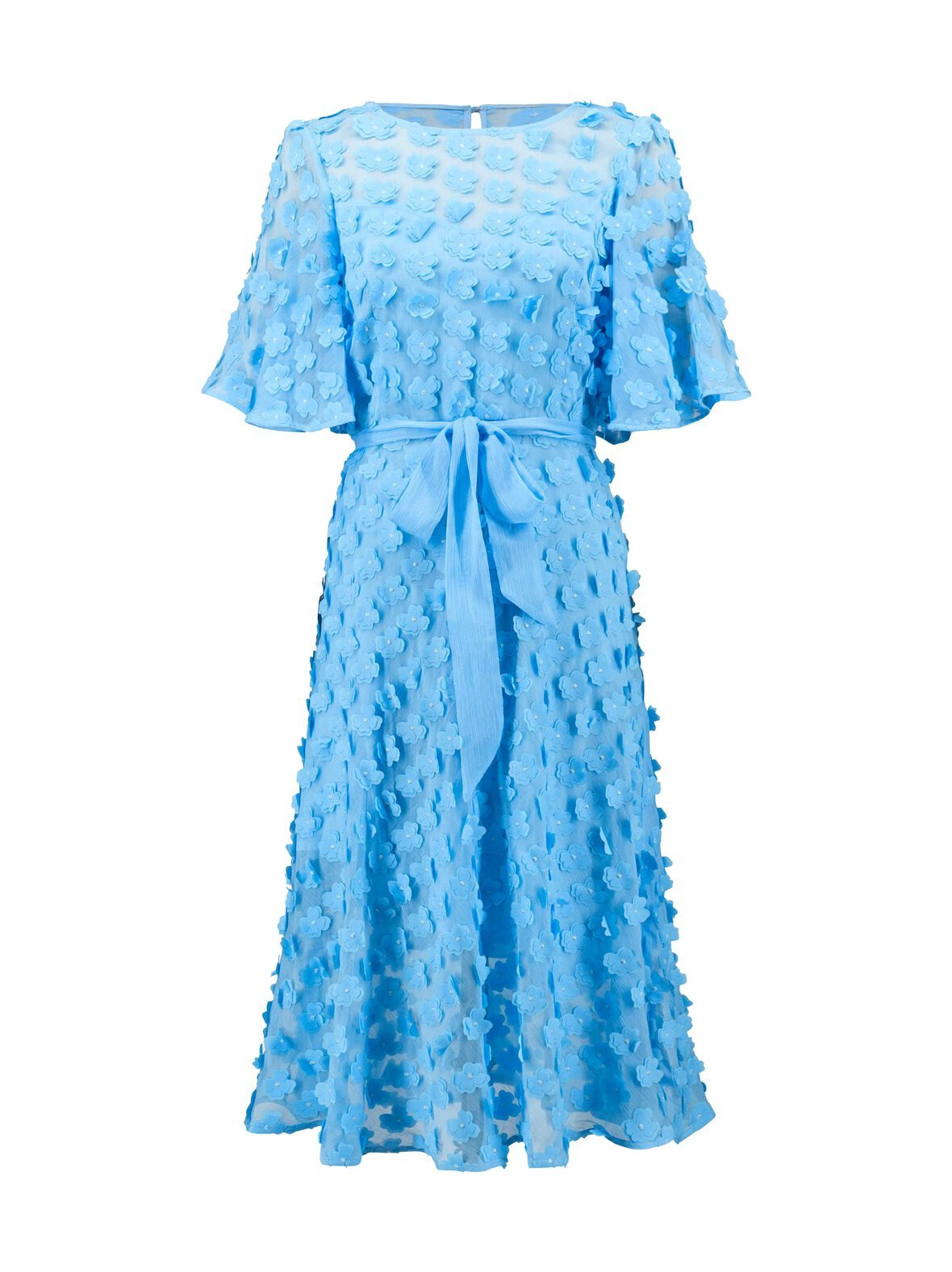 Embroidered chiffon fit and flare 3d -mekko