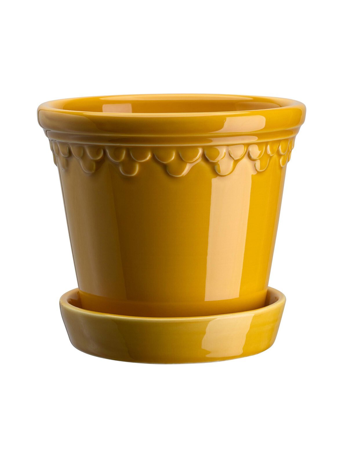Københavner glazed amber yellow -ruukku ja aluslautanen 21 cm