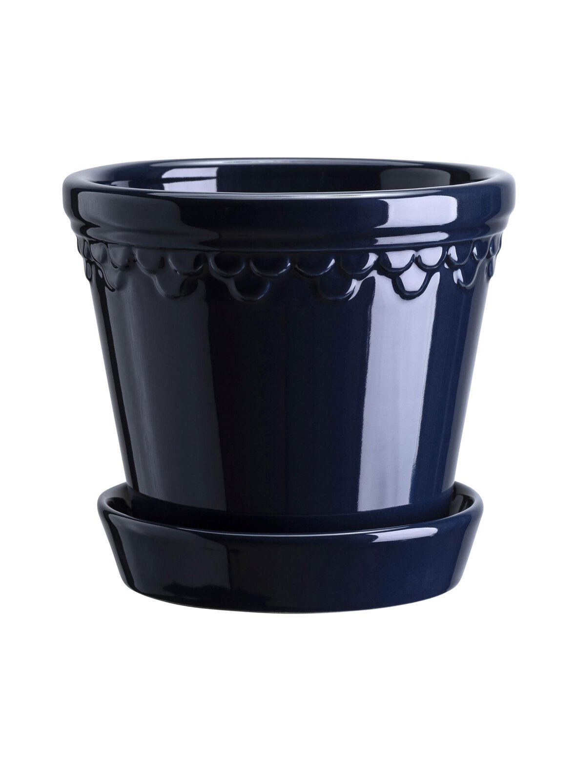 Københavner glazed sapphire blue -ruukku ja aluslautanen 16 cm