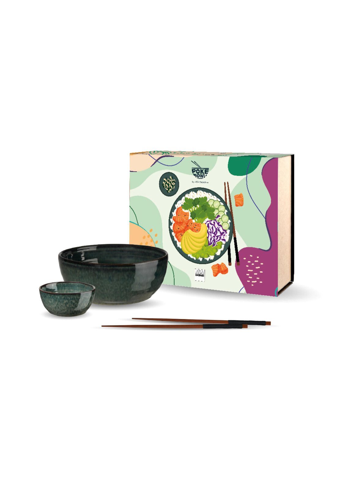 Poké bowl set -kulho ja puikkopakkaus