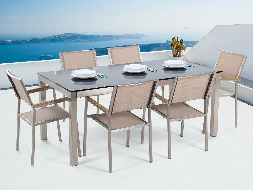Puutarhakalustepaketti Grosseto Pöytä+6 tuolia - Beige