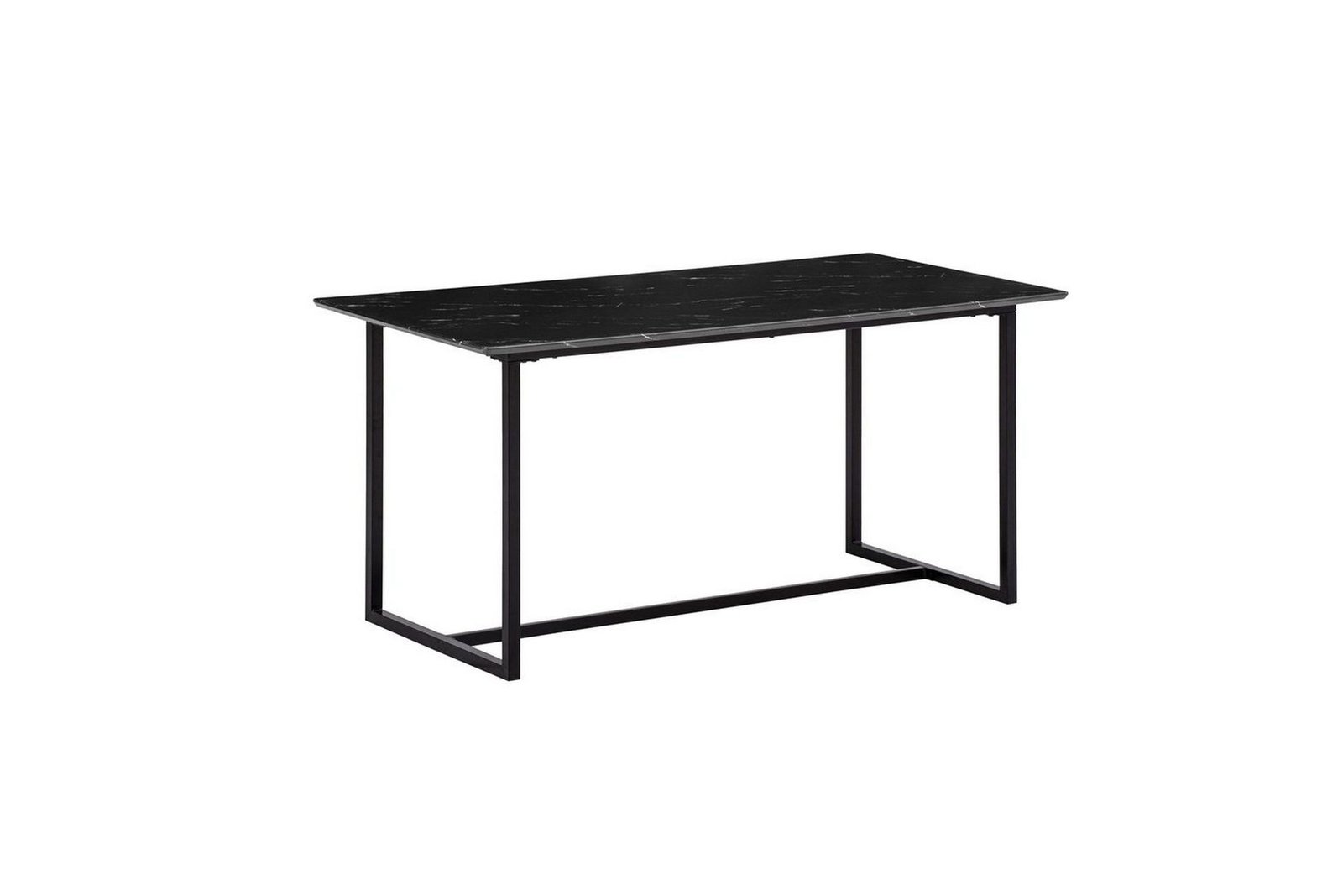 Ruokapöytä Wohnling Teollinen parvi tyyli MDF, metalliset kultaiset jalkavinkit Marmori, musta, 160x80 cm - Marmori, musta, 160x80 cm