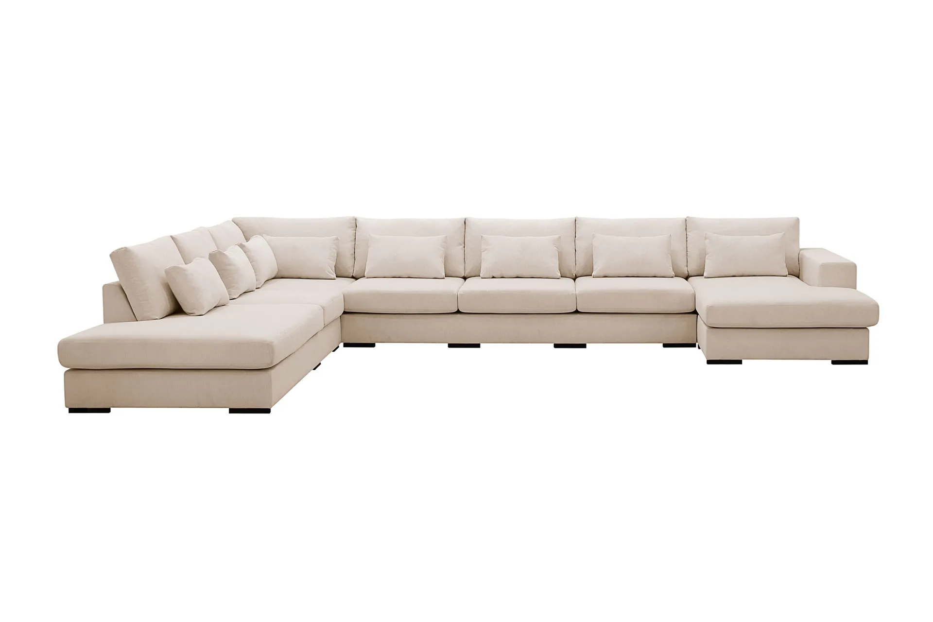 Grande Iso 7-istuttava U-Sohva Divaanilla Oikea - Beige Manchester