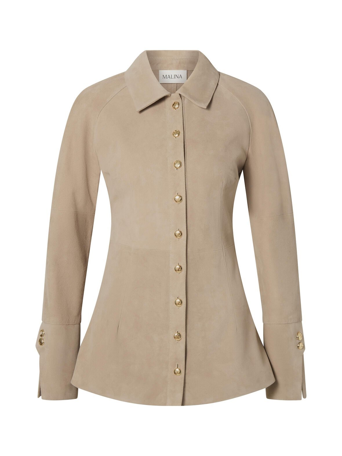 Joan tailored fitted button -mokkanahkapaita