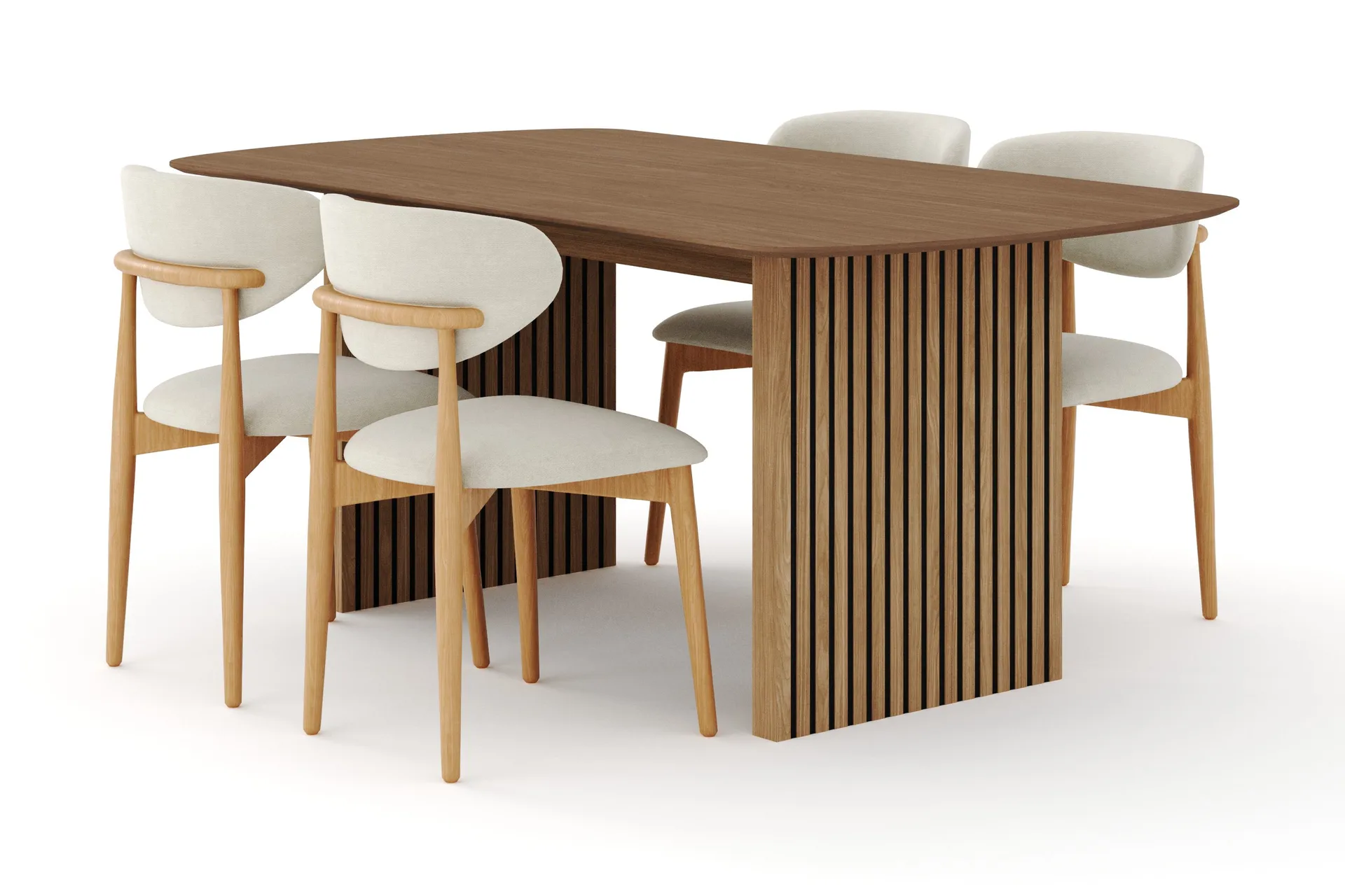Richeto ruokailuryhmä 180 cm Tammi 4 Molly ruokatuolilla - Tammi/Beige