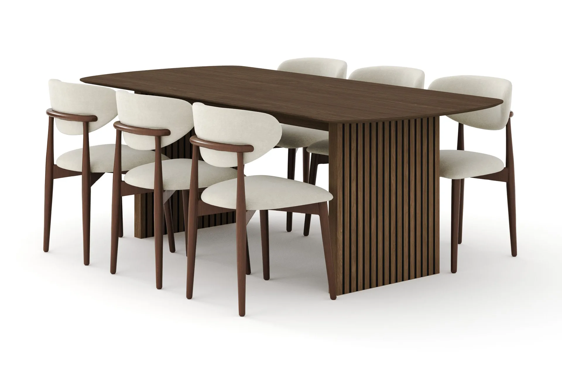 Richeto ruokailuryhmä 210 cm Savutammi 6 Molly ruokatuolilla - Savutammi/Beige