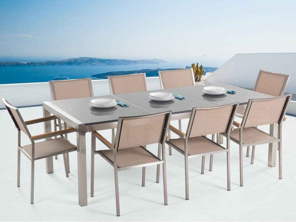 Puutarhakalusteet 1 Pöytä + 8 Grosseto tuolia - Beige