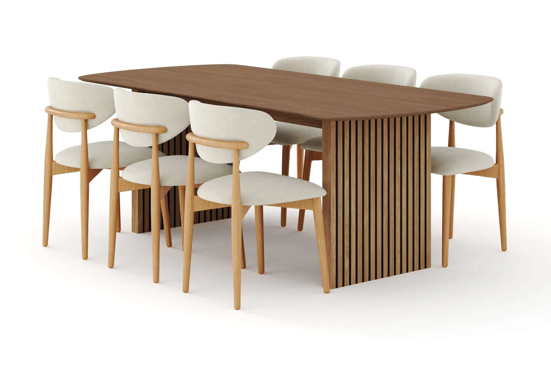 Richeto ruokailuryhmä 210 cm Tammi 6 Molly ruokatuolilla - Tammi/Beige