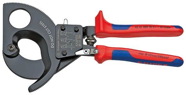 Kaapelileikkuri - räikkämalli - 2K 280 mm, Knipex