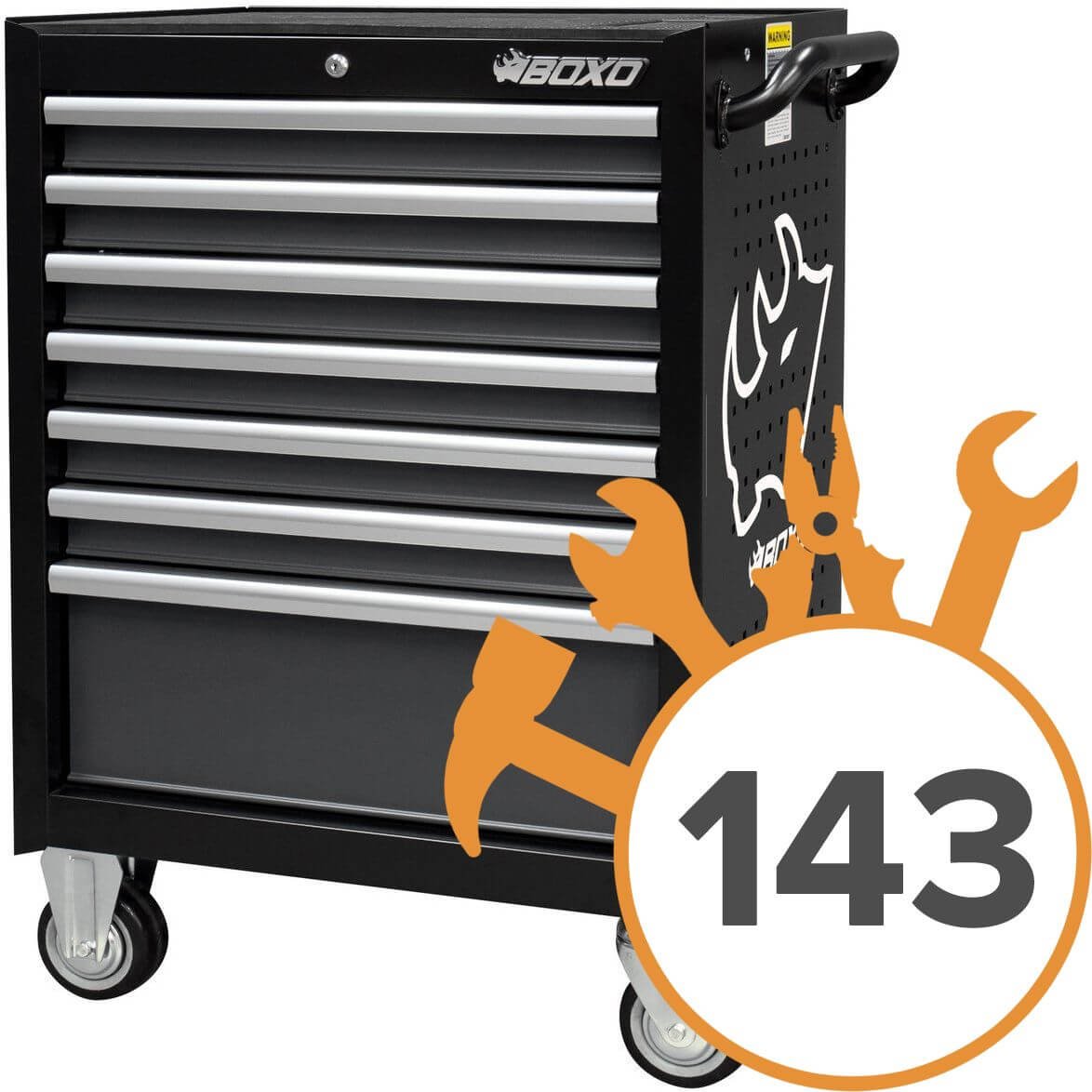 Työkaluvaunu 7071A + 143 työkalua, Boxo