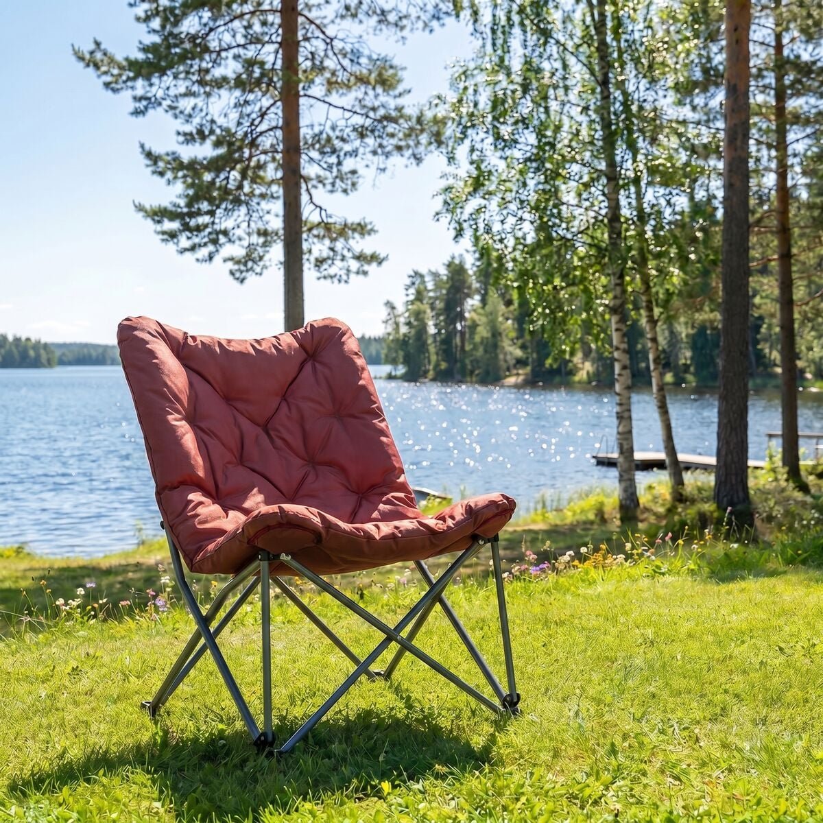 Classic caravan taitettava retkilepotuoli punainen