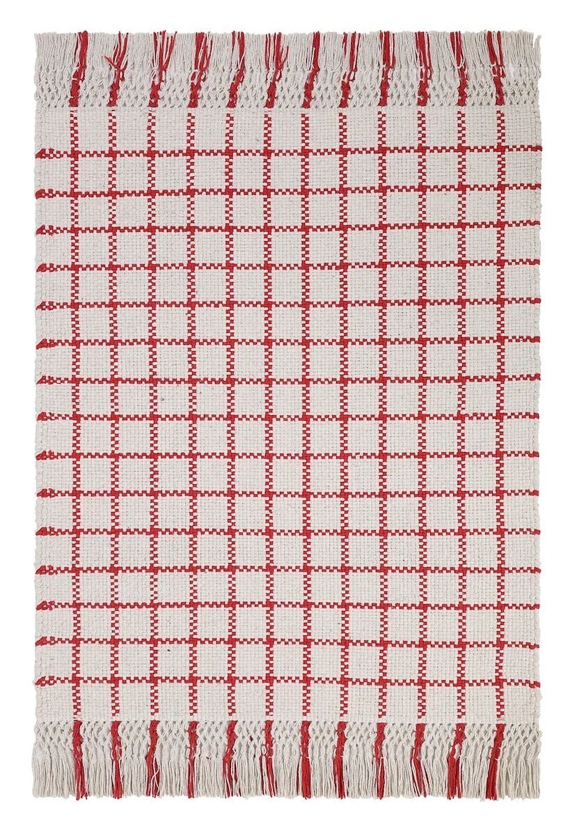 Finarte Ruutu puuvillamatto 90x200 cm valkoinen
