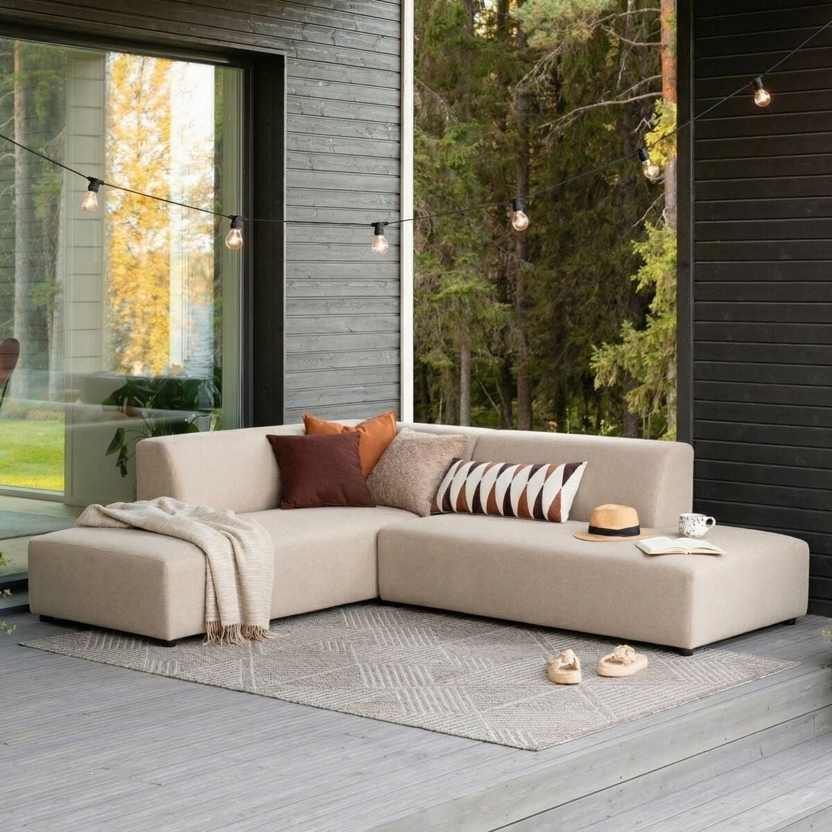 Newland avokulmasohva vasen vaalea beige
