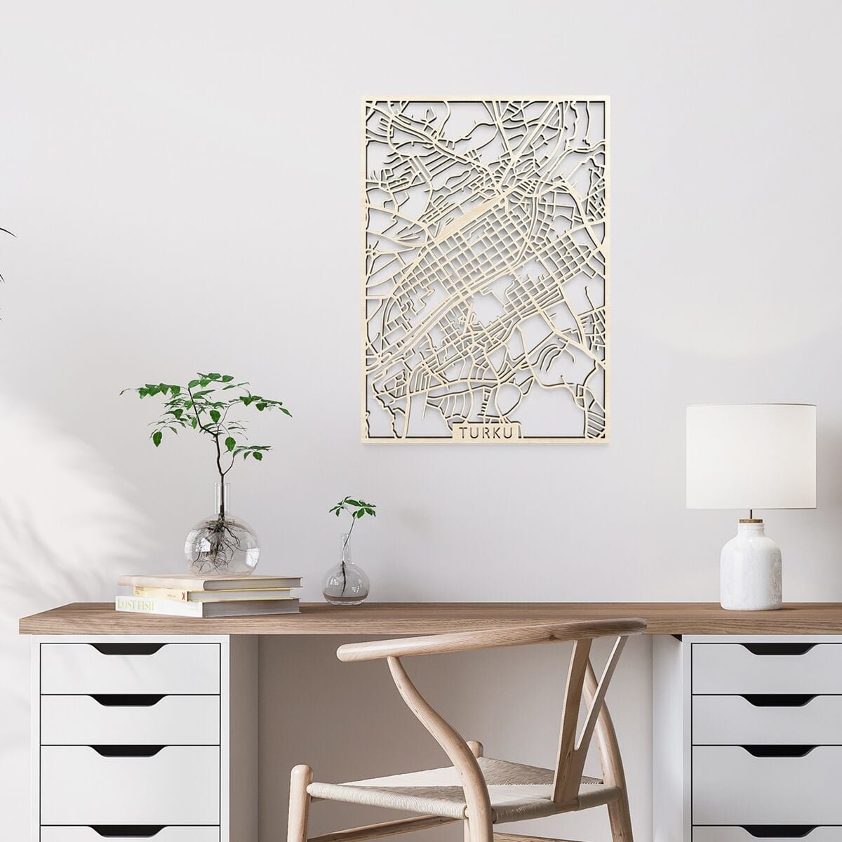 Papurino Turku karttataulu 40x56 cm puunvärinen
