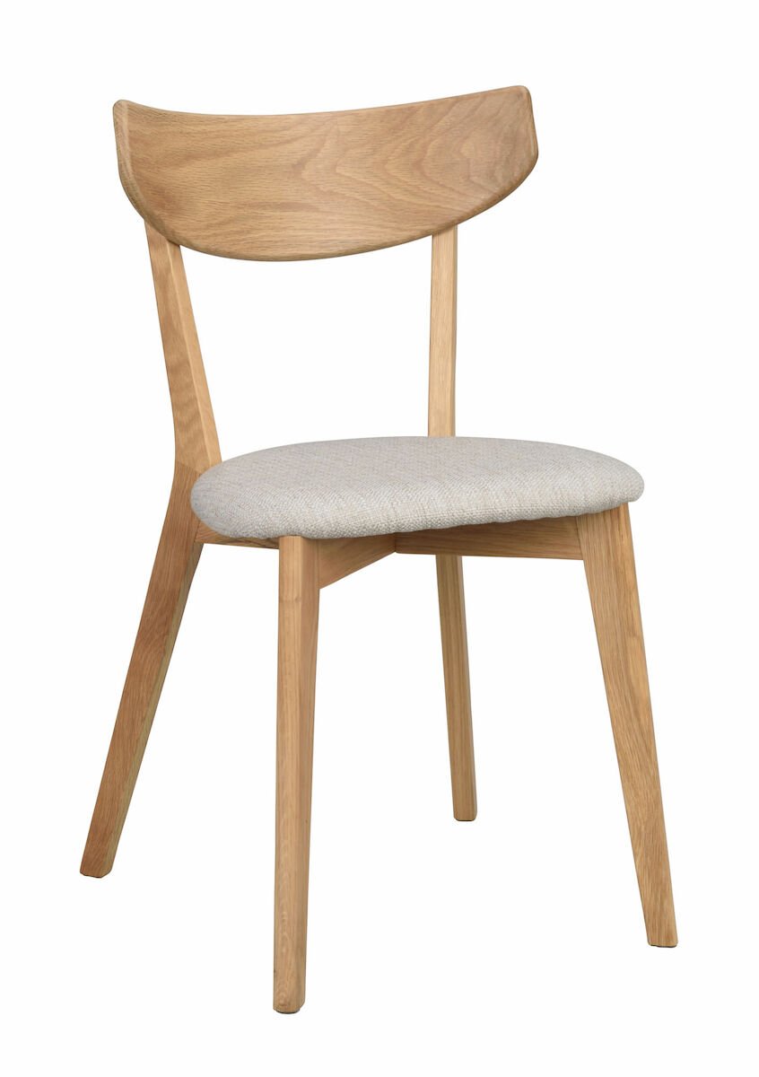 Rowico Home Ami tuoli lakattu tammi/harmaa-beige kangas