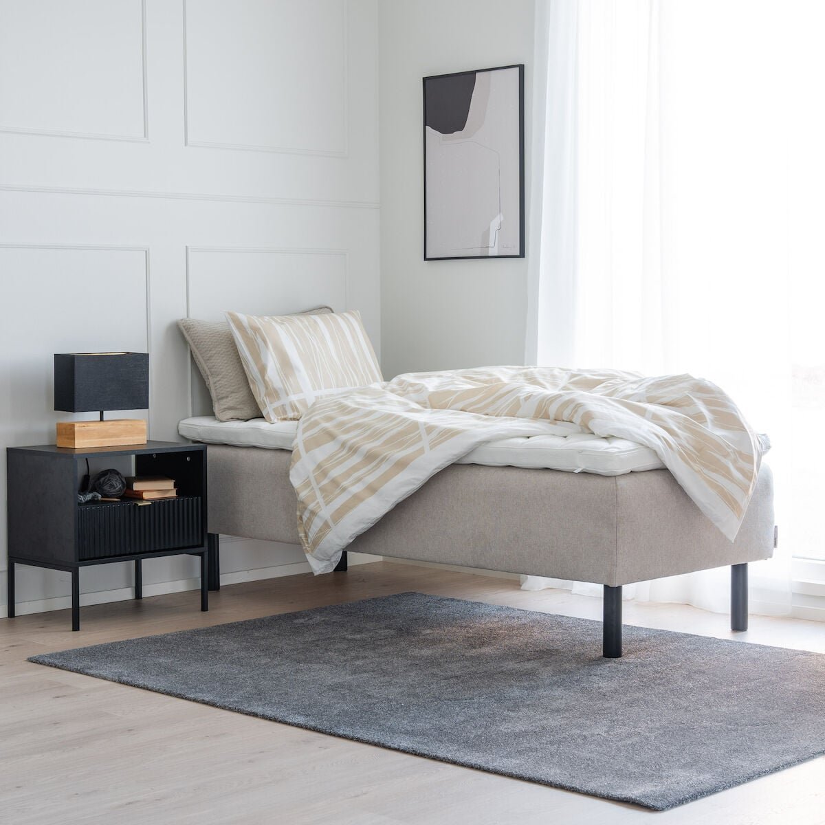 Unia Trend runkopatjasänky 80x200 cm L platina stylex, hiekka, puujalat