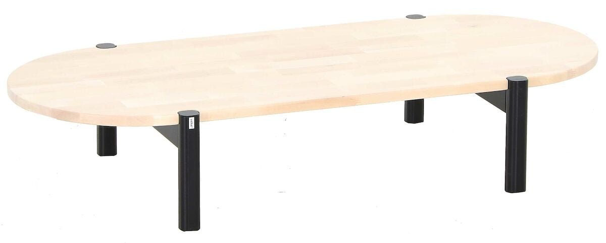 Koivu ovaali sohvapöytä 122x51x23 cm luonnonväri/musta