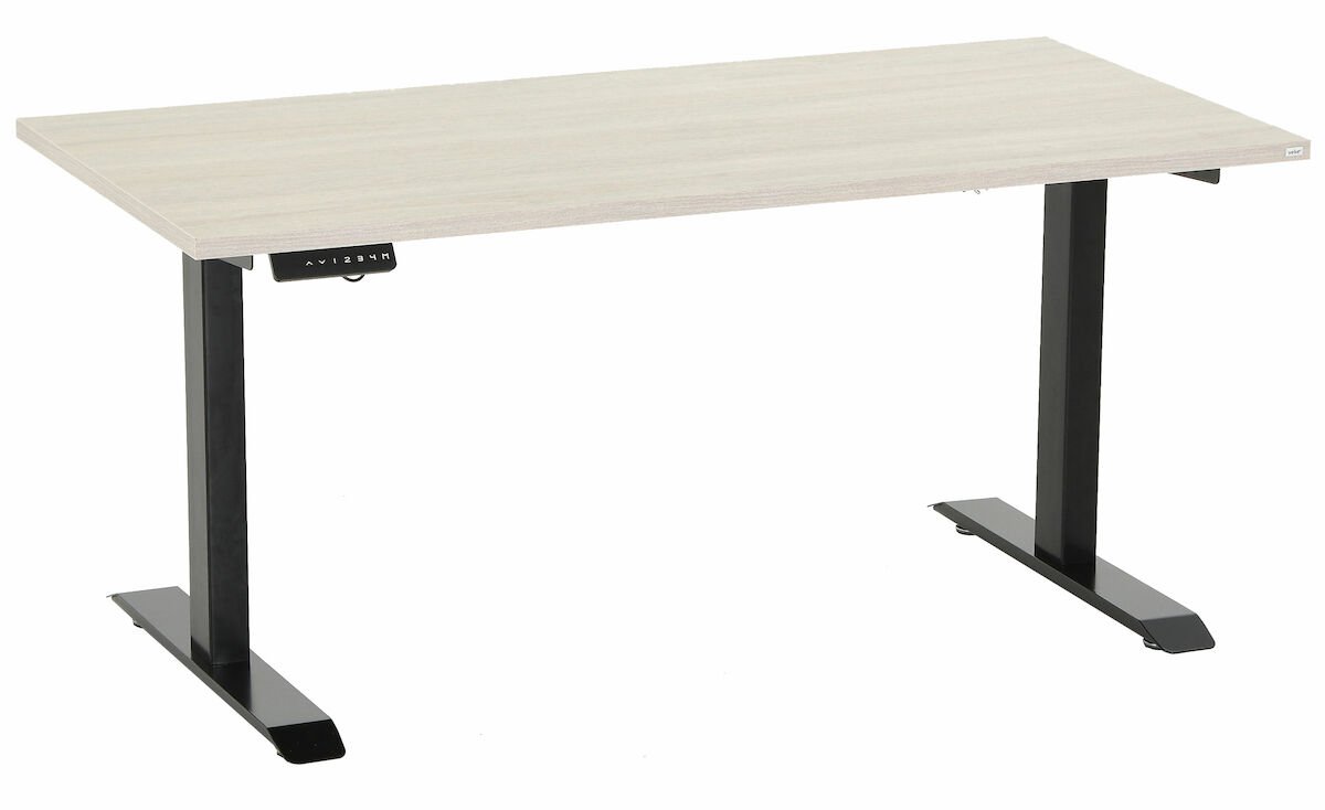 Office sähköpöytä 160x80 cm hopea jalava musta jalka