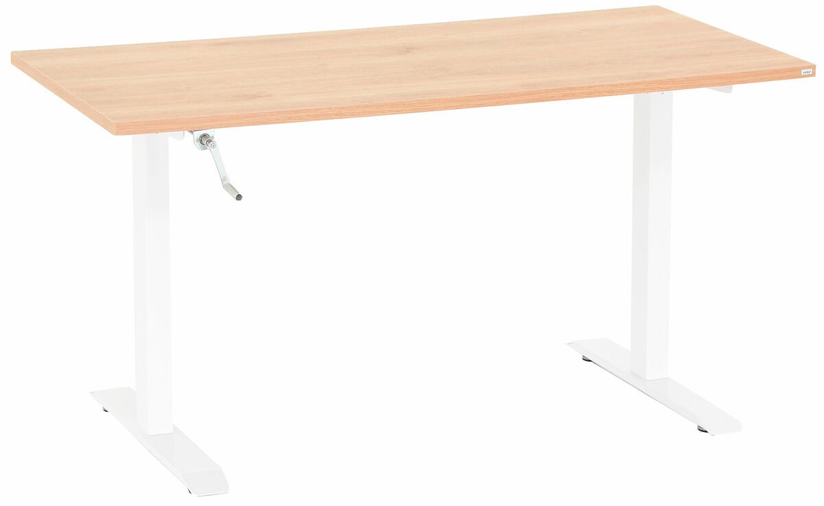 Office veivattava säätöpöytä 120x70 cm tammi valkoinen jalka