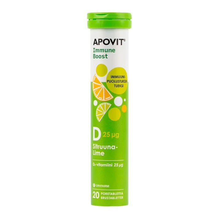 Apovit Immune Boost D-Vitamiini, Sitruuna-Lime 20 tabl