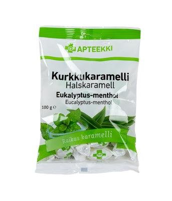 Apteekki Kurkkukaramelli Eukalyptus-Menthol 15 x 100 g