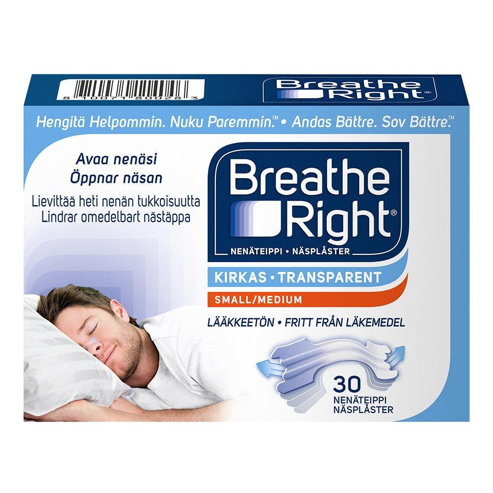 Breathe Right Nenäteippi S/M, kirkas, 30 kpl 1 paketti