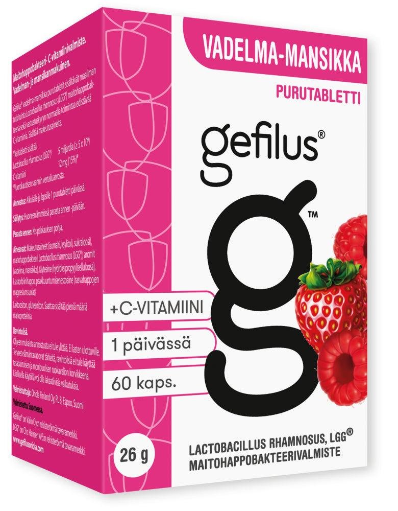 Gefilus Vadelma-Mansikka Purutabletti 60 kpl