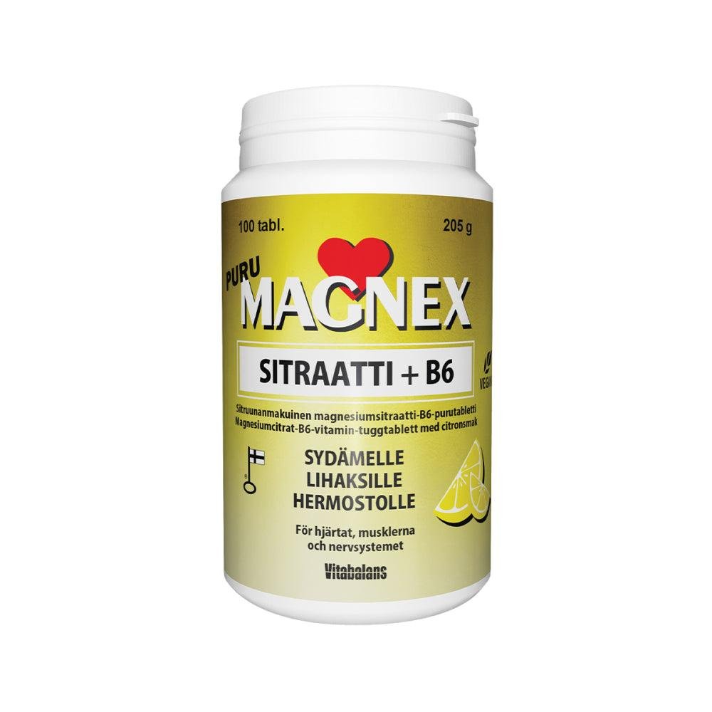 Magnex Sitraatti 375 mg + B6 Puru 100 tabl
