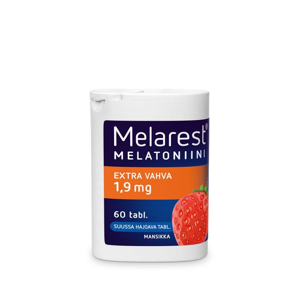 Melarest Melatoniini Extra Vahva 1,9 mg, Mansikka 60 tabl
