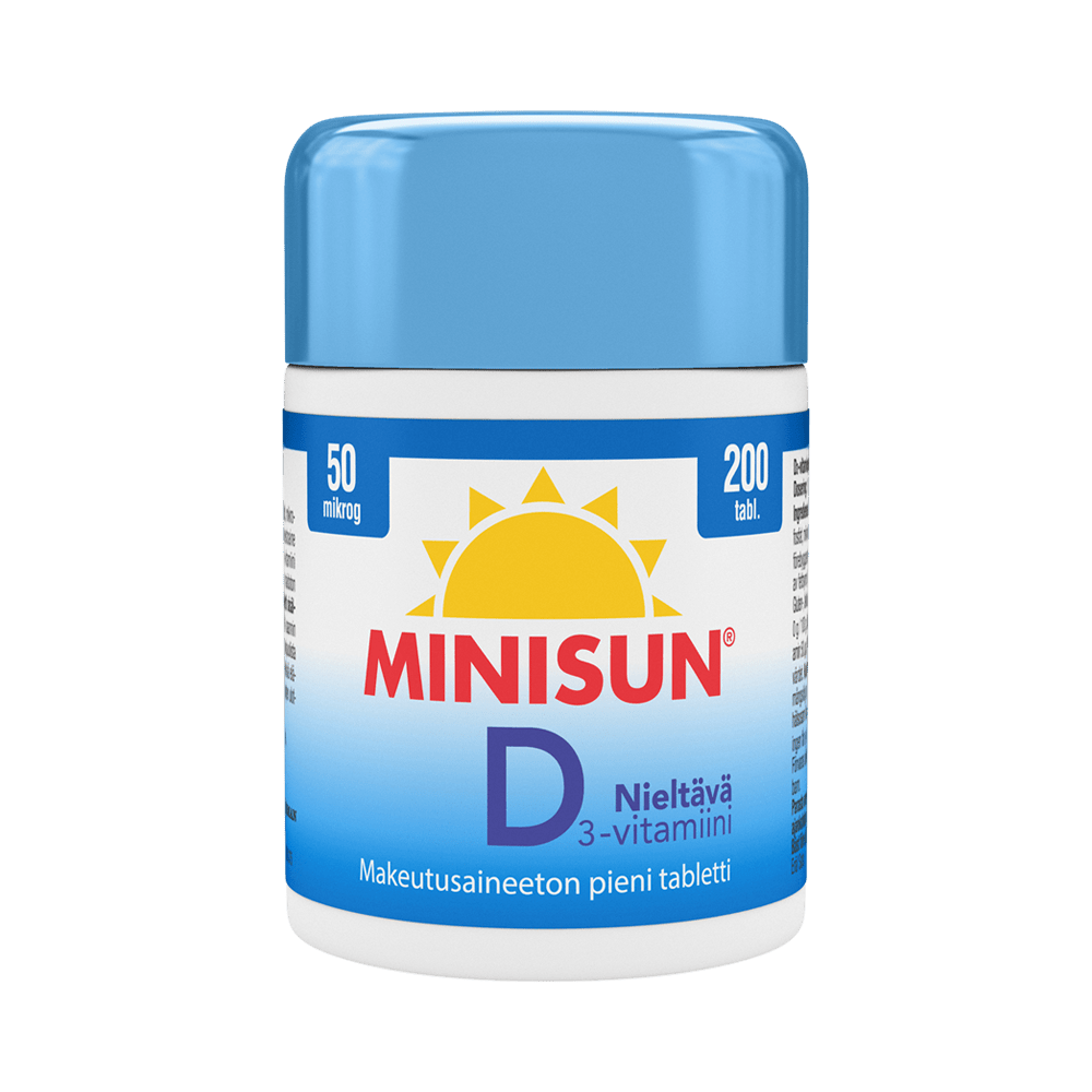 Minisun D-vitamiini Nieltävä 50 mikrog 200 tabl