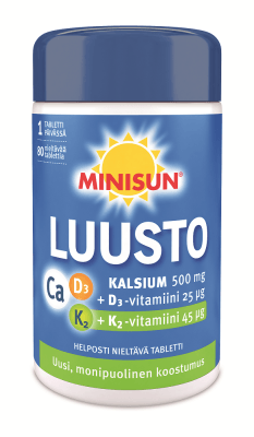 Minisun Kalsium+D-vitamiini+K2-vitamiini 80 tabl