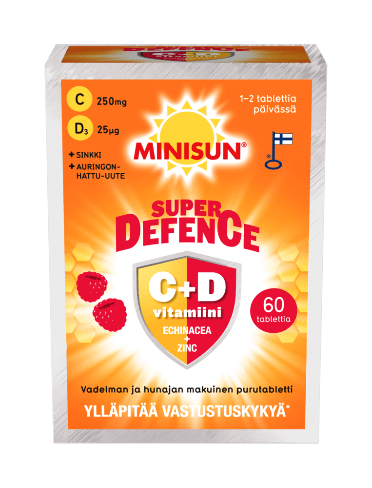 Minisun Super Defence Vadelma-Hunaja 60 tabl