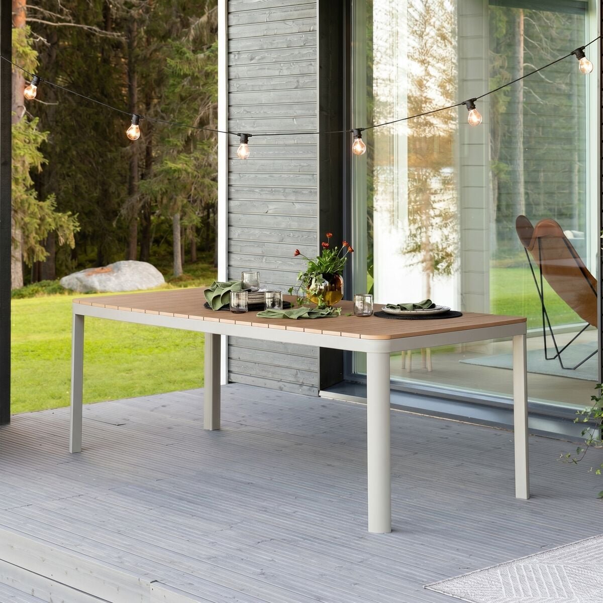Haave aintwood ruokapöytä 209x90 cm ruskea/greige