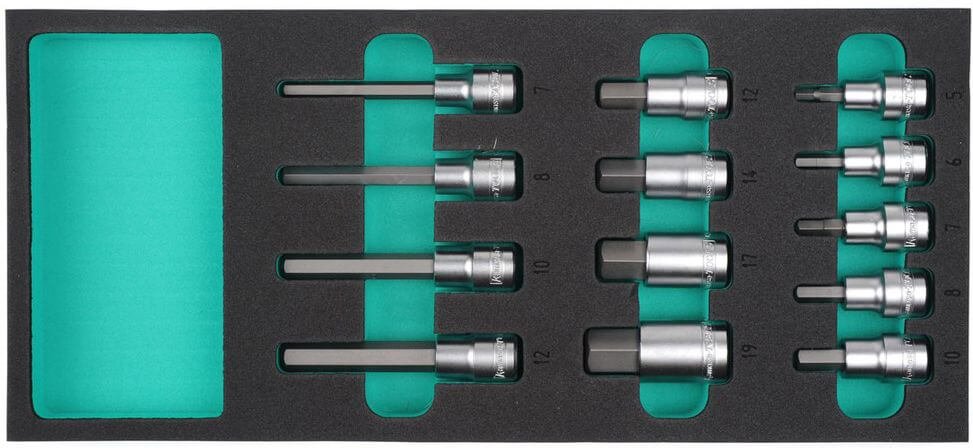 Hylsysarja 1/2", kuusiokantapää, pitkä ja lyhyt, Kamasa-Tools