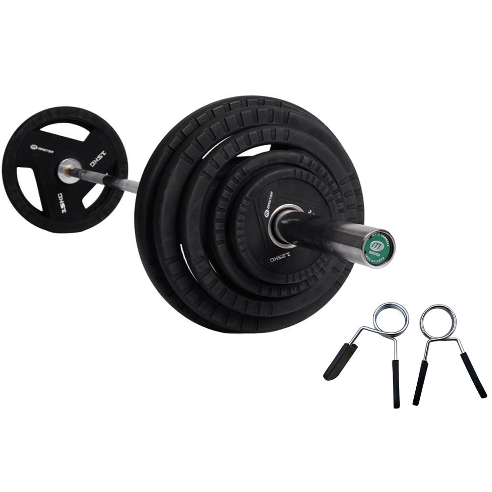 Master Fitness Levytankosetti 87,5 kg PU Plates Pro, Tankosarja kumipäällysteinen