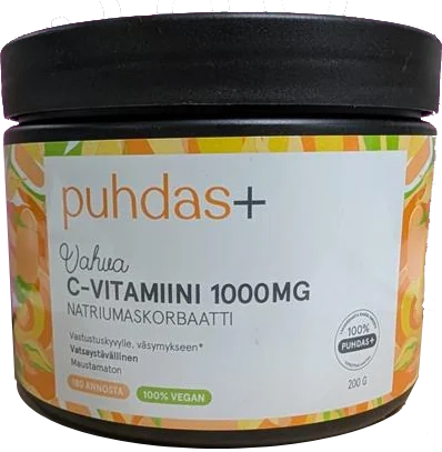 Puhdas+ C-Vitamiini 1000 mg, jauhe, 200 g 200 g