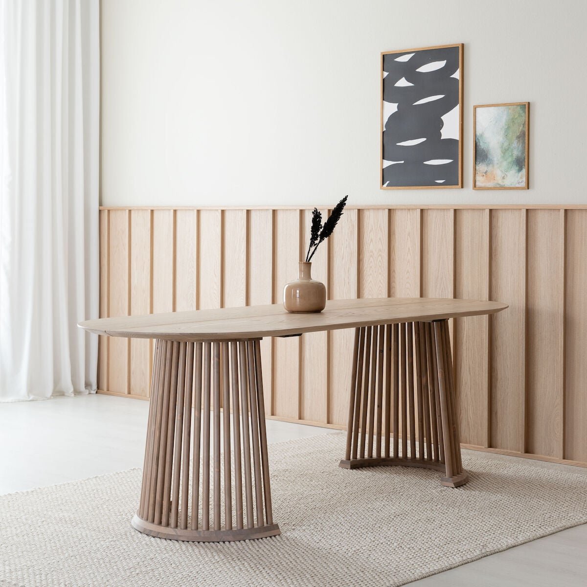 Suoma saarni ovaali ruokapöytä 210x90 cm valkolakattu saarni/valkaistu antiikkip