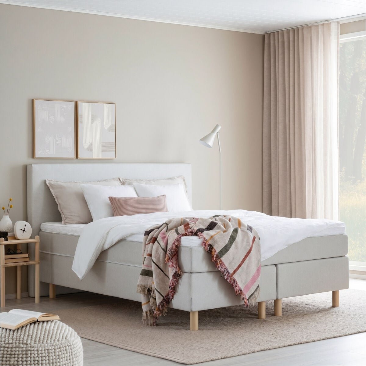 Unia Arki jenkkisänky 160x200 cm basic pp, lv koivu jalat, beige Altea