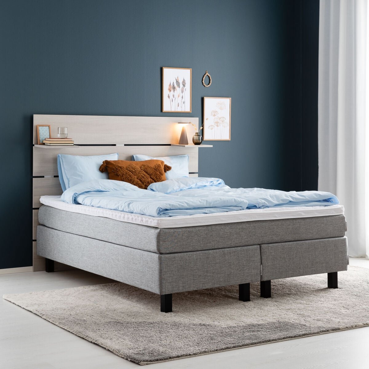 Unia Basic jenkkisänky 160x200 cm relax pp, mustat jalat, harmaa Ibiza