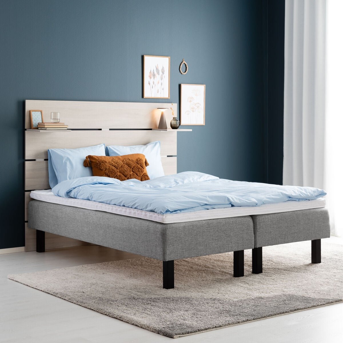 Unia Basic runkopatjasänky 180x200 cm relax pp, mustat jalat, harmaa Ibiza