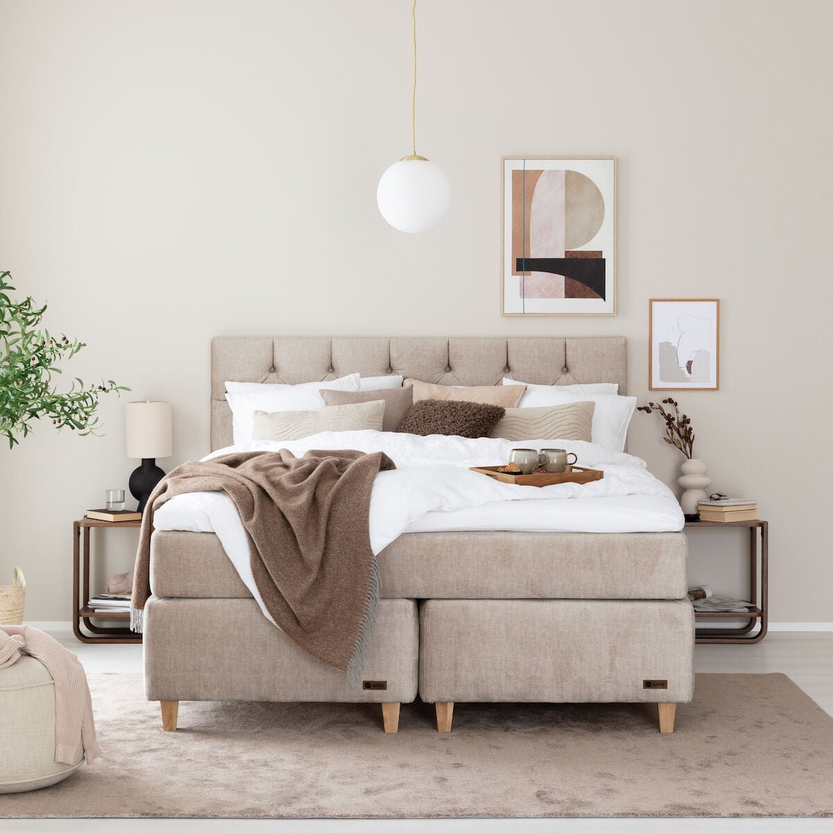 Unia Platina jenkkisänky 180 M/XL Stylex, tammi jalat, beige Vogue 02