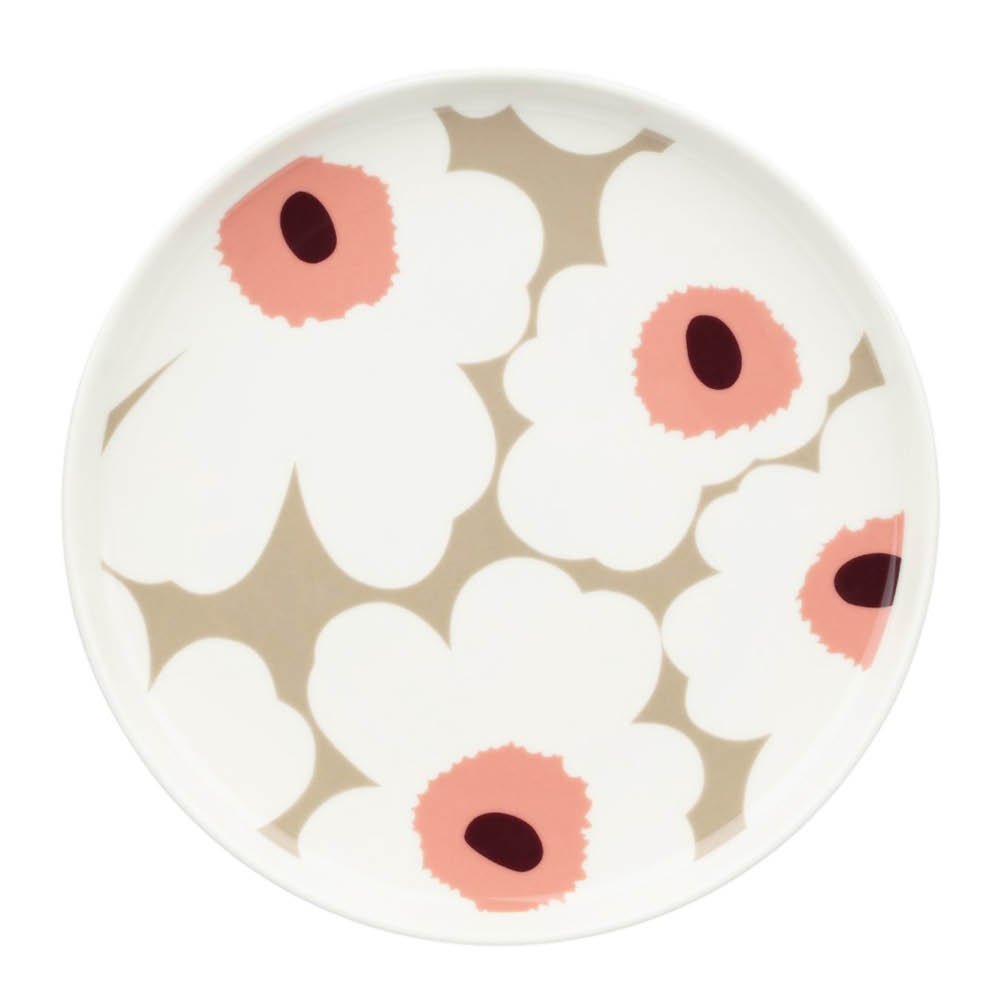 Marimekko - Oiva / Unikko Lautanen 20 cm Valkoinen/Viininpunainen