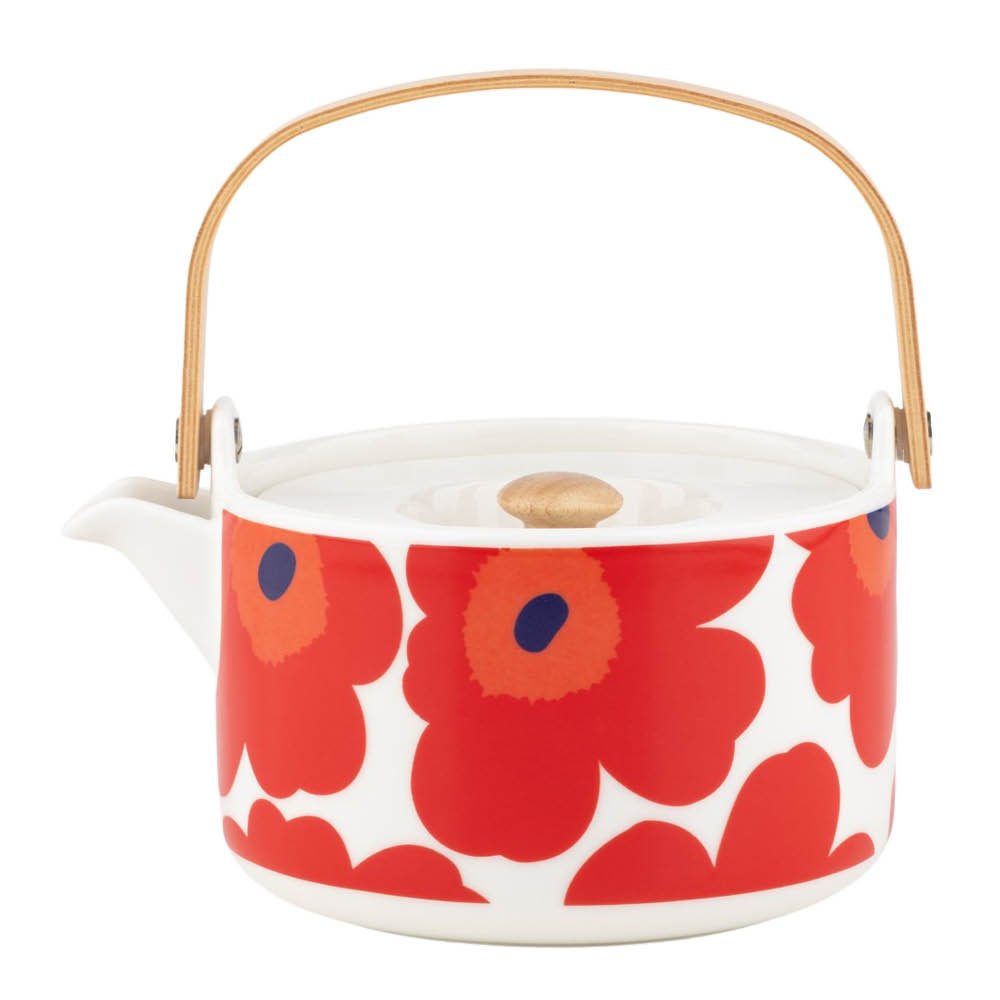 Marimekko - Oiva / Unikko Teekannu 70 cl Valkoinen/Punainen/Sininen